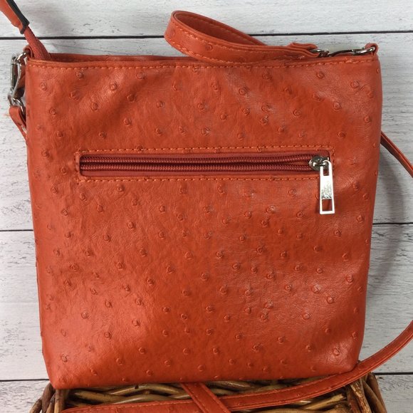 Orange w/Cream Flower Crossbody Bag - Picture 3 of 6